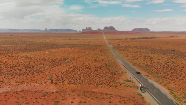 Aerial view of Monument Valley road