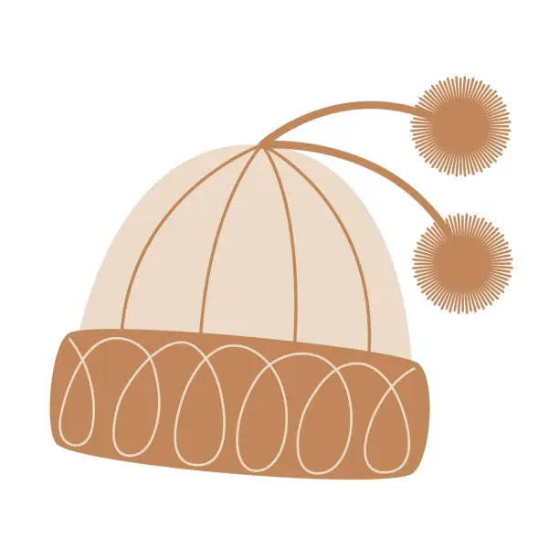 Vector illustration of Winter hat with two pompoms