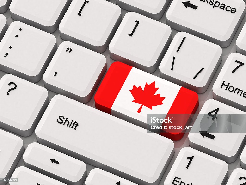 Teclado com bandeira do Canadá - Foto de stock de Escritório royalty-free