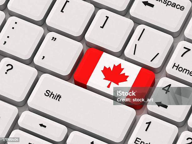 Foto de Teclado Com Bandeira Do Canadá e mais fotos de stock de Escritório - Escritório, Abstrato, Bandeira