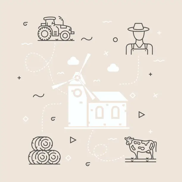 Vector illustration of Farming And Agriculture Related Vector Banner Design Concept. Global Multi-Sphere Ready-to-Use Template. Web Banner, Website Header, Magazine, Mobile Application etc. Modern Design.