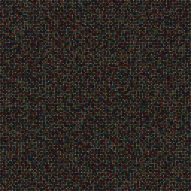 Vector illustration of A grid of small multicolored squares on a black background. Noisy effect. Seamless vector pattern.