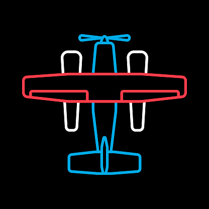 Small amphibian seaplane, plane flat vector isolated on black background icon. Graph symbol for travel and tourism web site and apps design, logo, app, UI