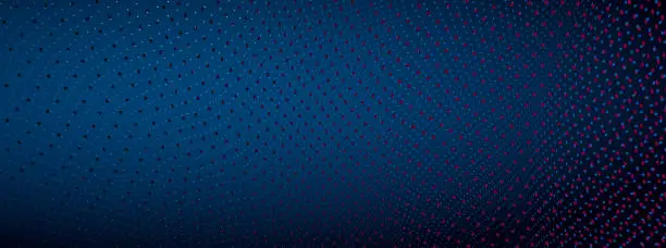 Vector illustration of Vector abstract dark blue dotted background with dimensional perspective, technology and science theme, big data flow, geometric 3D design.
