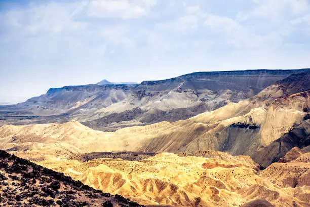 "Sunlight over beautiful desert mountain in the holyland, desert Negev, Israel"