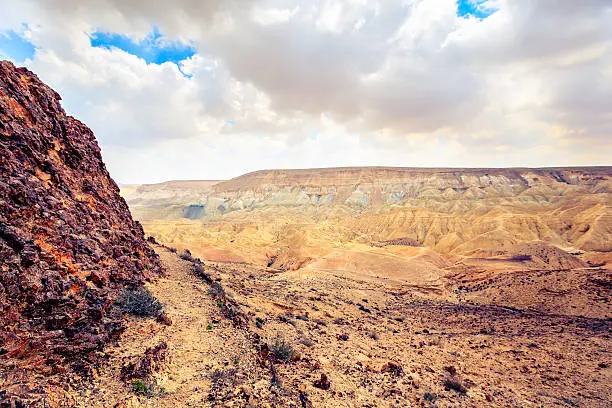 "Sunlight over beautiful desert mountain in the holyland, desert Negev, Israel"