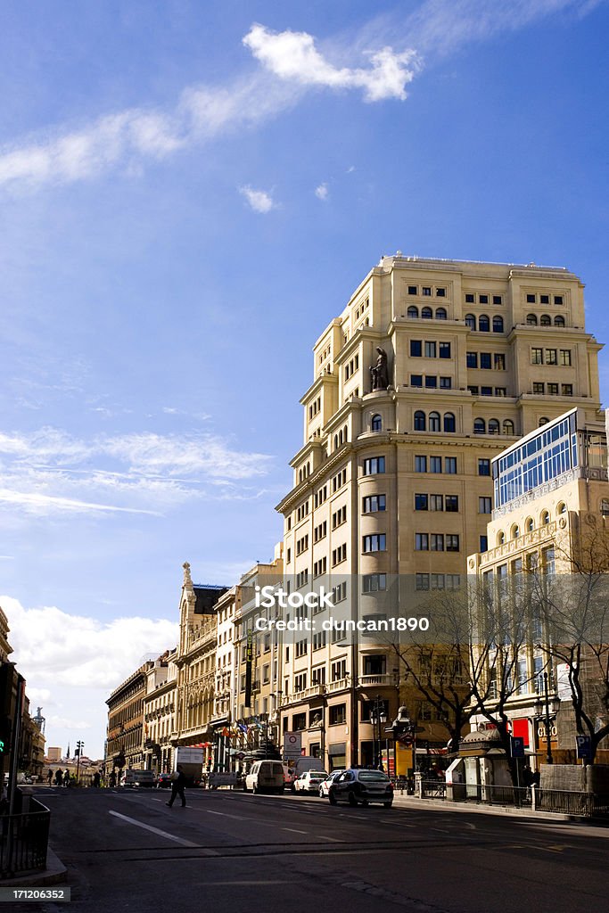 City Center The city center of Madrid, Spain.  Lots of traffic and people moving about. Apartment Stock Photo