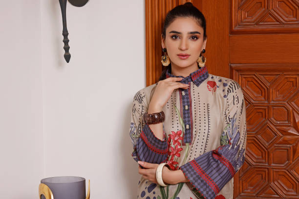 istock Pakistani Model is wearing new digital Print dress. 1712065064