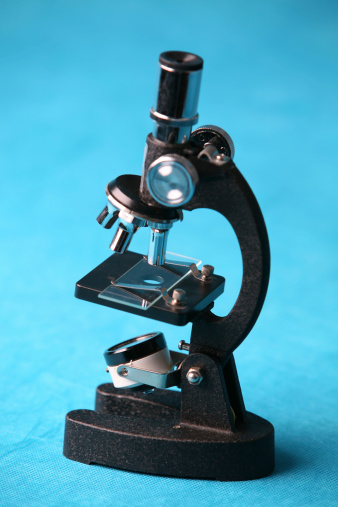 Microscope on Blue. Shallow depth of field.