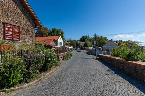 Typical historical street in Tihany village famous tourist destination