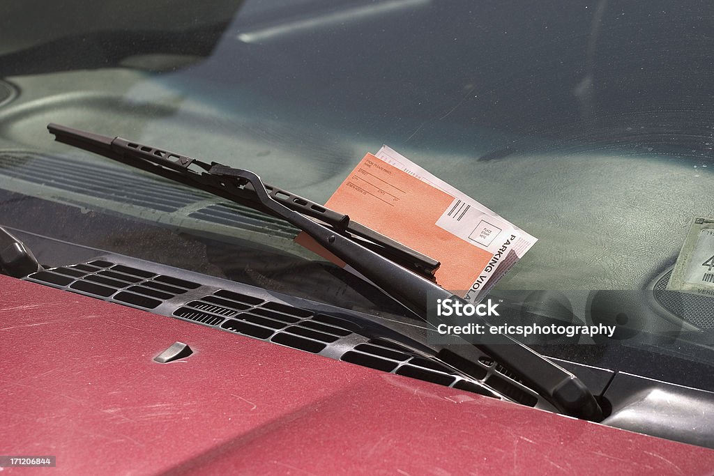 Parking ticket behind a wiper One of disadvantages of having a car in New York City Ticket Stock Photo