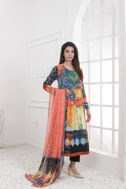 istock Pakistani Model is wearing new digital Print dress. 1712068940