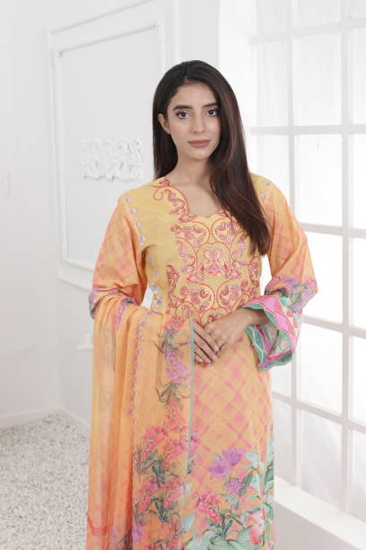 istock Pakistani Model is wearing new digital Print dress. 1712070031