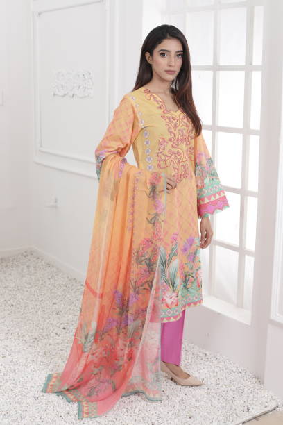 istock Pakistani Model is wearing new digital Print dress. 1712070034