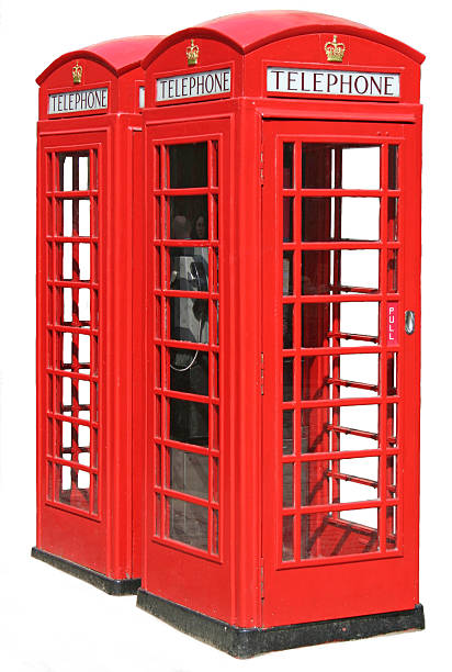 istock Red UK telephone boxes with clipping path isolated on white 171207118