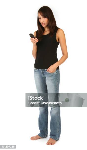 Pretty Brunette Mobile Phone Stock Photo - Download Image Now - Beautiful People, Beauty, Beauty In Nature