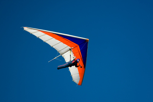 Hang-glider shot against a blue sky