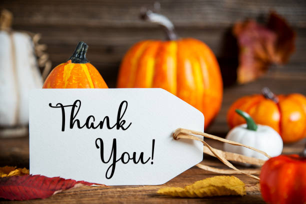 istock Orange Pumpkin Decoration With Label With Text Thank You 1712077138