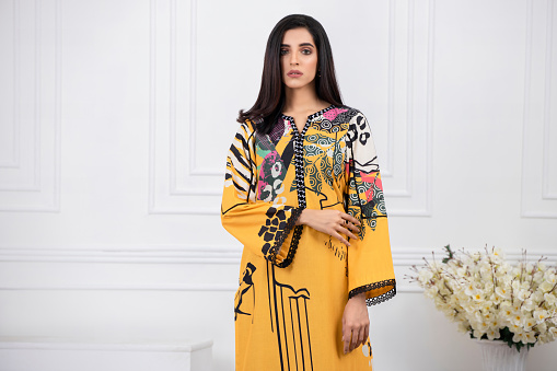 Pakistani Model is wearing new digital Print dress.