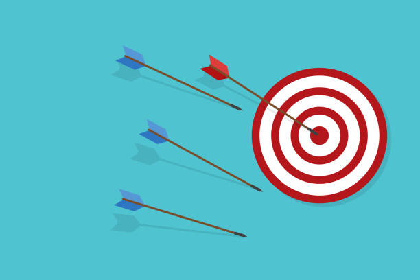 istock Blue arrows missed hitting target and only red one hits the center. Business challenge failure and success concept. 1712089722