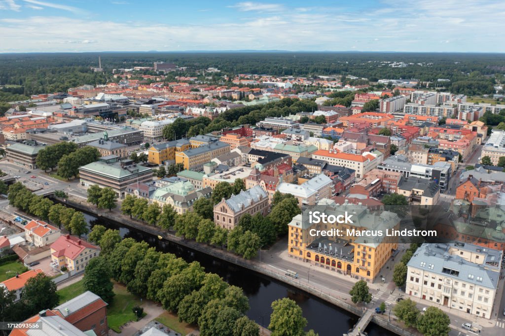 Aerial view of Gävle Aerial view of Gävle city in the Gästrikland region of Sweden on a summer day. Gavle Stock Photo