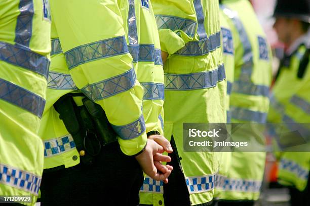 Row Of Police Stock Photo - Download Image Now - Police Force, London - England, Protest
