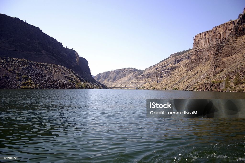 Canyon lake "On the water at Lake Billy Chinook in Central Oregon.  It is a reservoir created by the Crooked River, Deschutes River and Metolius Rivers." Oregon - US State Stock Photo