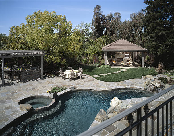 Large Backyard Pool stock photo