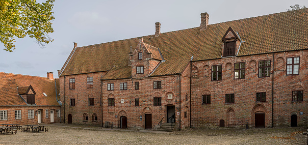 panoramic view at the inner yard of the Cistercian Esrum Abbey, Denmark, September 30, 2023