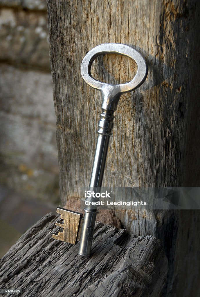 Nouvelle clé, vieux bois - Photo de Aspect métallique libre de droits