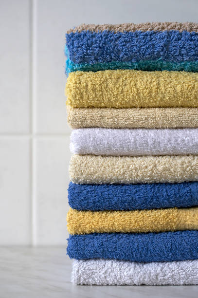 istock Stack of fresh washed colorful fregnant towels 171210740