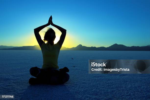 Moon Meditation Stock Photo - Download Image Now - Blue, Yoga, Meditating