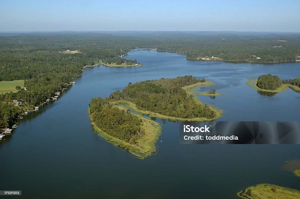 Vue aérienne des îles du Lac Tuscaloosa - Photo de Tuscaloosa libre de droits