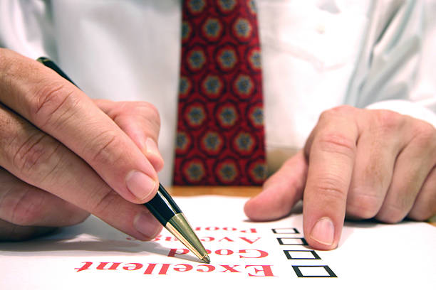 a businessman filling out a survey