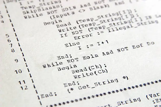 Photo of Pascal computer code