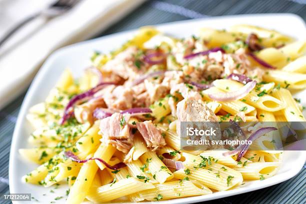 Pasta With Tuna Stock Photo - Download Image Now - Basil, Close-up, Cooked