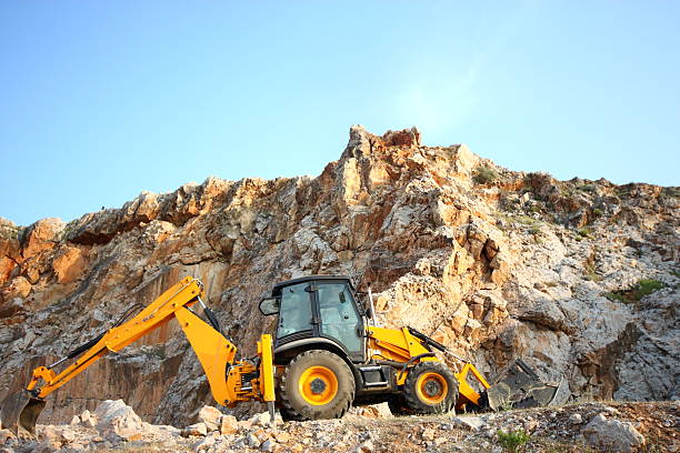 excavator - construction machinery machine industrial equipment grader fotografías e imágenes de stock