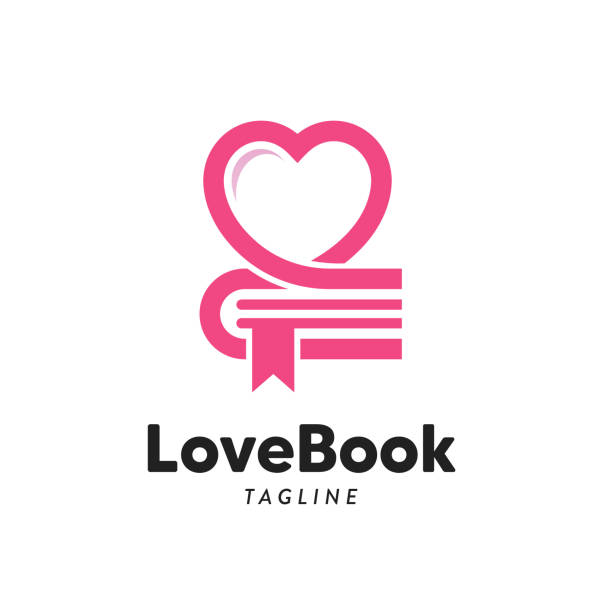 사랑 책, 아이콘은 책과 사랑 모양을 결합합니다 기호 디자인 템플릿 플랫 스타일 벡터 - pencil colors heart shape paper stock illustrations
