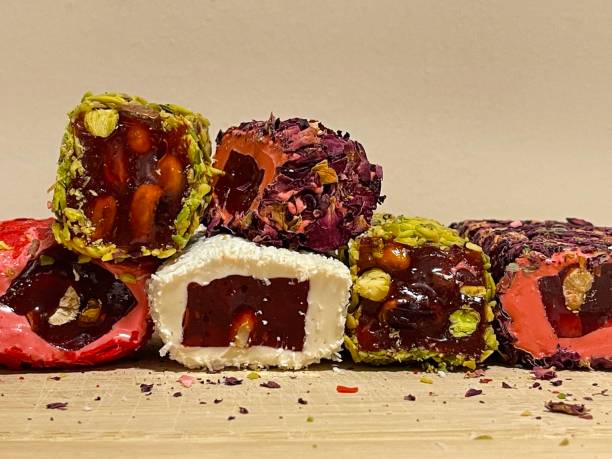 istock Turkish delight with pomegranate and pistachio on the board 1712159387
