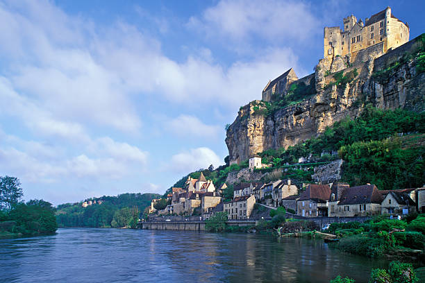 The scenic view of Beynac-et-Cazenac during the day stock photo