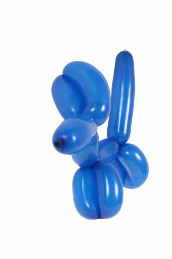 A Blue Balloon dog isolated on a white background
