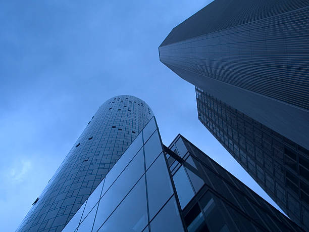 2 skyscraper in mainhattan so called Frankfurt/M. toned in blue.