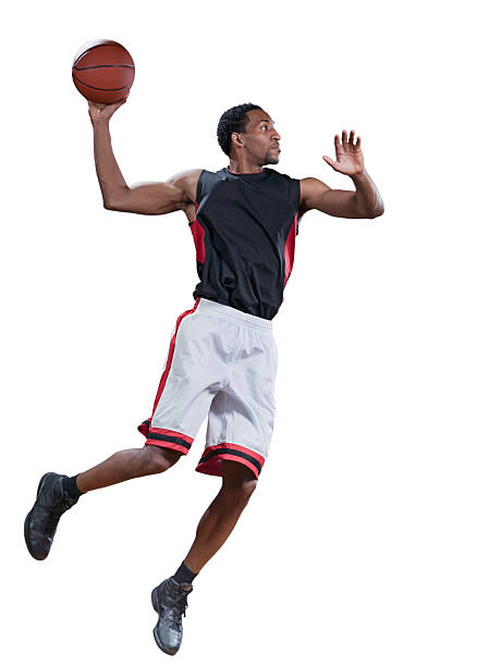 istock Basketball player in mid-air doing a jump shot 171221452