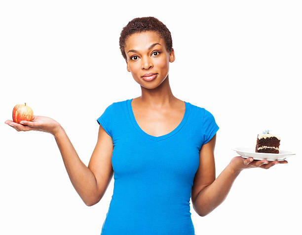 istock Woman Holding Apple And Cake - Isolated 171221679