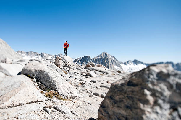 all alone A hiker look at the view in the wilderness   trailblazing stock pictures, royalty-free photos & images