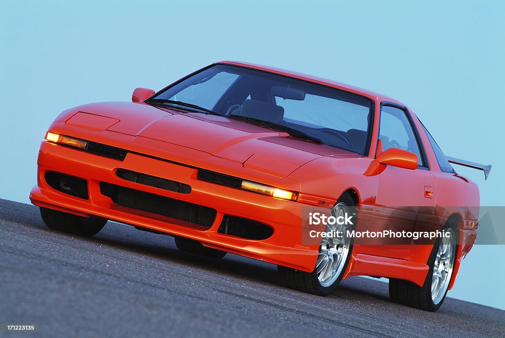 Orange Turbo Sport Auto 2 - Lizenzfrei In der Luft schwebend Stock-Foto