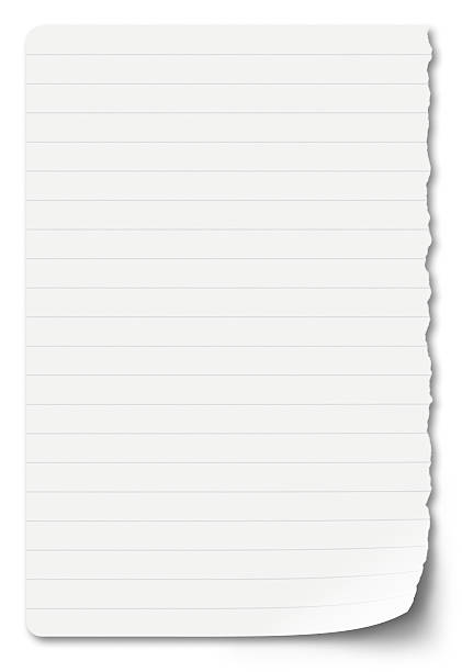 folha de papel de caderno sobre fundo branco - blank message imagens e fotografias de stock