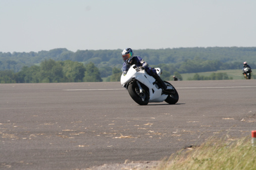 Motorbike rider on the turn