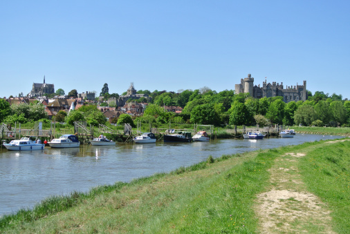 This is the little English country town of Arundel. Steeped in history with it's magnificent Castle (Seat of the Duke of Norfolk) and wonderful architecture. An antique and cream tea mecca.  Note the wonderful St Mary's Cathedral in the left of shot which it seems may be somewhat left in the shade by the castle - but whose magnificent halls should definitely be visited.  A lovely place in the County of West Sussex