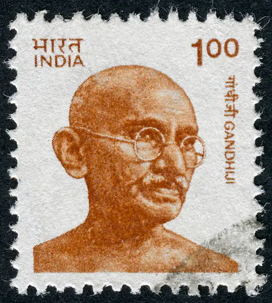 Cancelled Stamp From India Featuring Mahatma Gandhi